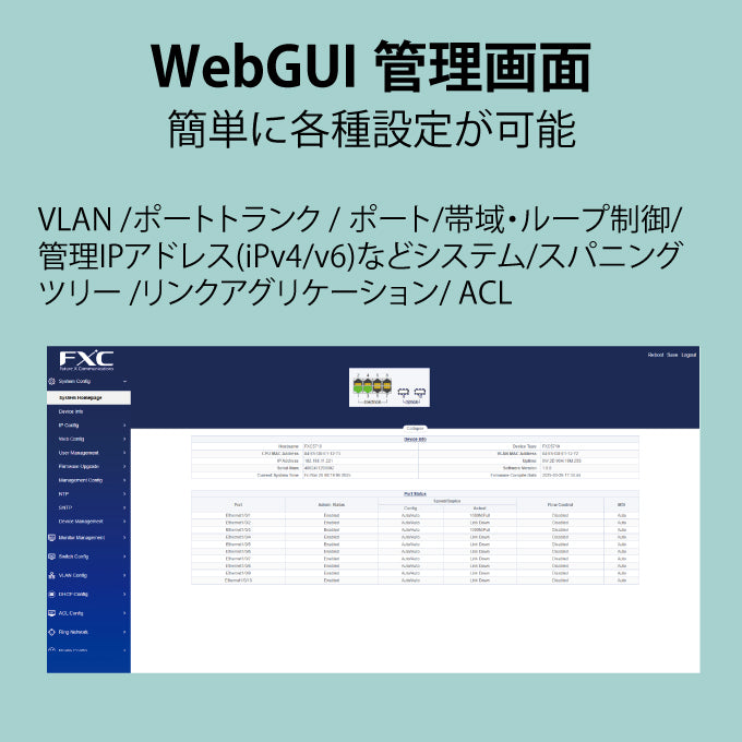 FXC ギガビット 24/8ポート L2 スイッチ スイッチングハブ FXC5728/FXC5718/FXC5710