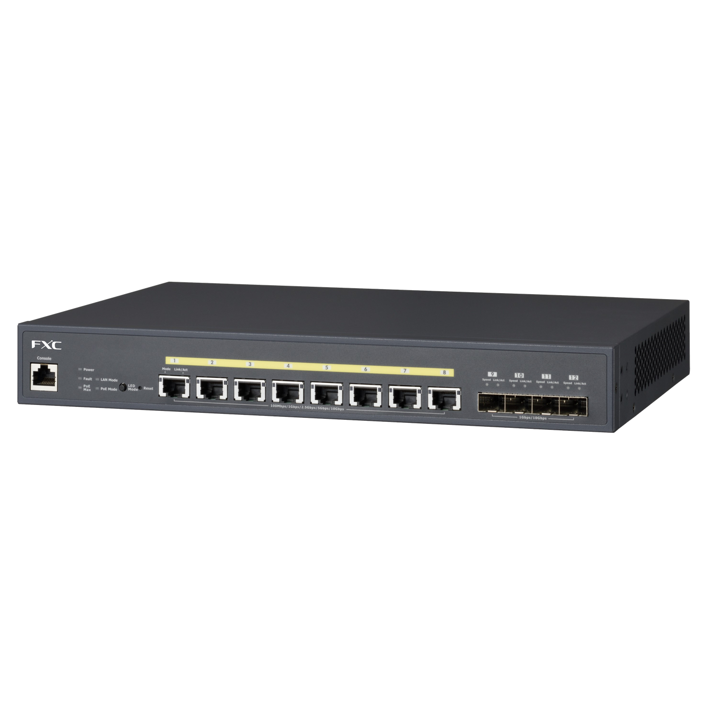 FXC PoE++ 12ポートマルチギガ 10Gアップリンク 管理機能付 レイヤ2+ スイッチングハブ FXCX5512PE